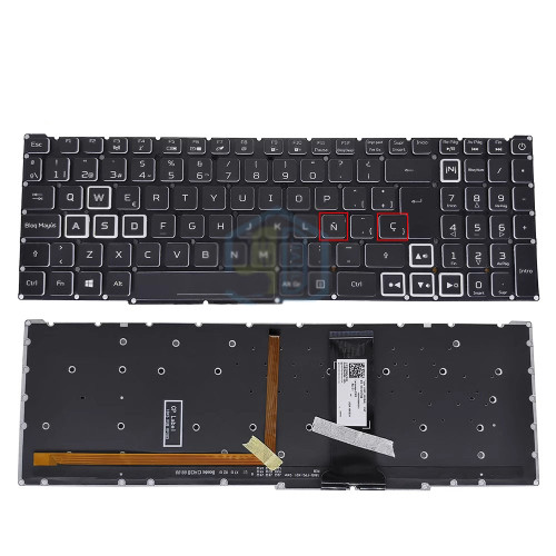 Laptop RGB Backlit Keyboard For ACER Nitro 5 AN517-55 AN517-55-523H AN517-55-56G1 AN517-55-72R4 738R AN517-55-78NJ Spanish SP Black Colourful Backlit New