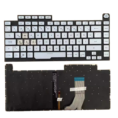 Laptop Keyboard For ASUS ROG Strix SCAR III G531GD G531GT Silver Without Frame With Backlight United States US
