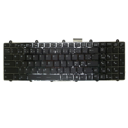 Laptop Keyboard For MSI GT780 Nordic NE Black Frame With Transparent Cable New