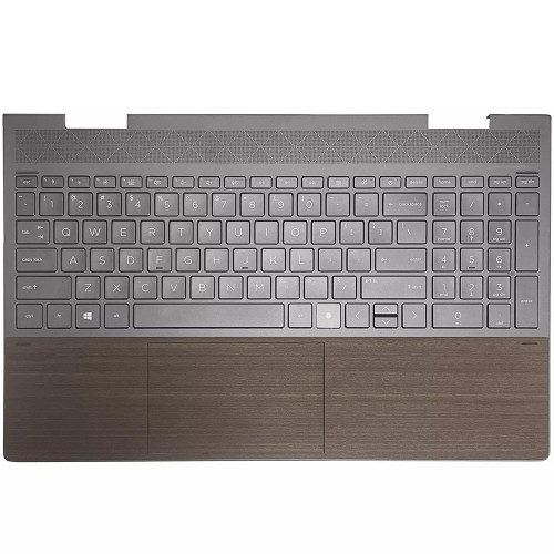 Laptop PalmRest&Keyboard For HP Envy X360 15-ED0000 15T-ED000 15T-ED100 15-ED0056NR L93228-001 no touchpad with backlit wood grain UMA Version United States US Brown