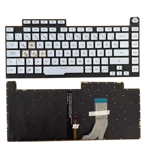 Laptop Keyboard For ASUS ROG Strix SCAR III G531GD G531GT Silver Without Frame With Backlight Turkish TR