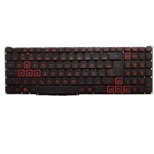 Laptop Monochrome Red Backlit Keyboard For ACER Nitro 5 AN515-57-5371 NH.QBVEK.001 Brazilian BR Red Words New