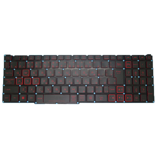Laptop Monochrome Red Backlit Keyboard For ACER Nitro 5 AN517-51-56VF NH.Q5CEK.008 Japanese JP Red Words New