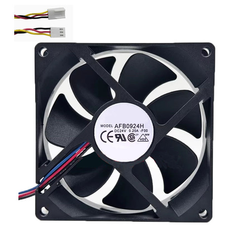 Cooling Fan For DELTA AFB0924H-F00 90*90*25MM DC24V 0.20A 3lines New