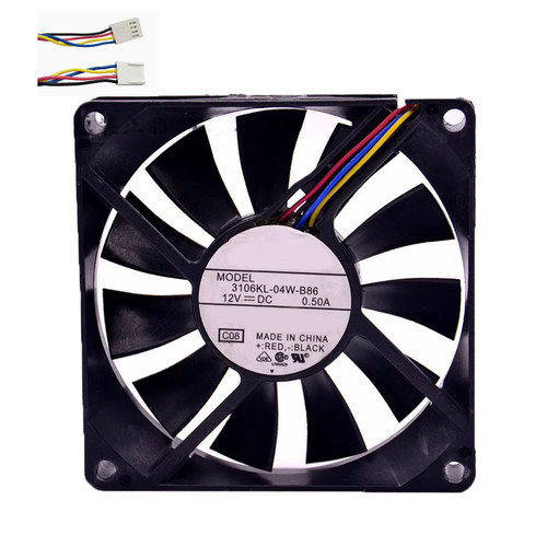 Cooling Fan For NMB-MAT 3106KL-04W-B86 80*80*15MM 12VDC 0.50A 4Lines New