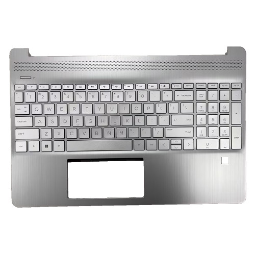Laptop PalmRest&Keyboard For HP 15-DY0000 15-EF0000 15S-EQ0000 15S-FQ0000 L63579-001 fingerprint reader version with backlit United States US Silver New