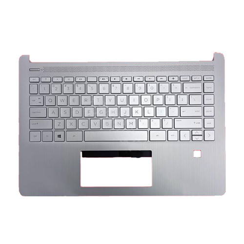 Laptop PalmRest&Keyboard For HP 14-DQ0000 14S-DQ0000 14-FQ0000 14S-FQ0000 14S-DR0000 14Z-FQ0000 L61506-001 with fingerprint hole non-backlit United States US Silver New
