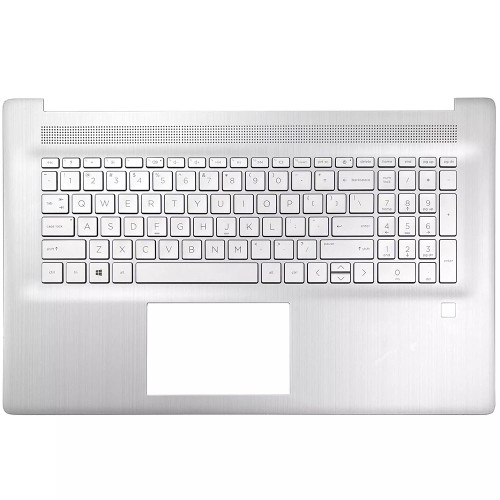 Laptop PalmRest&Keyboard For HP 17-CN0000 17T-CN000 17-CP0000 17Z-CP000 17S-CU0000 M50459-001 no backlit with fingerprint hole United States US Silver New