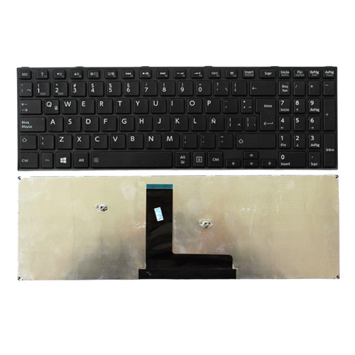 Laptop Keyboard For Toshiba Satellite C50D-B C50D-B-10V PSCMYE-00M004GR C50D-B-10X PSCMYE-00U004GR C50D-B-115 PSCN4E-00D00MGR Latin America LA Black With Frame Used