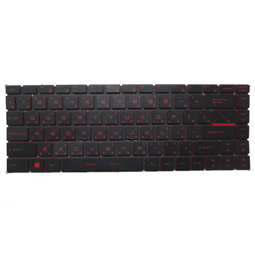 Black New Laptop Red Backlit Keyboard Red Word For MSI GF65 Thin 9SD 9SE 9SEX 9SEXR Traditional Chinese TW No Frame