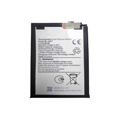 Battery For For Infinix Hot 10/10S/10T X682 X682B X682C X689 X689B X689D BL-50FT 1ICP4/66/98 5160mAh 19.84Wh 3.92V New