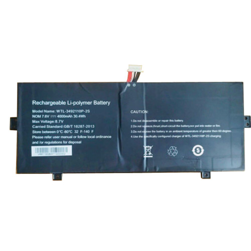 Laptop Replacement Battery WTL-3492110P-2S 4000mAh 7.6V 30.4Wh 10PIN 8Lines New