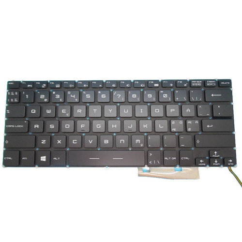 Black New Laptop Backlit Keyboard For MSI GS30 2M / GS32 6QE 7QE / GS40 6QD 6QE / GS43 GS43VR 6RE 7RE Danish DM No Frame