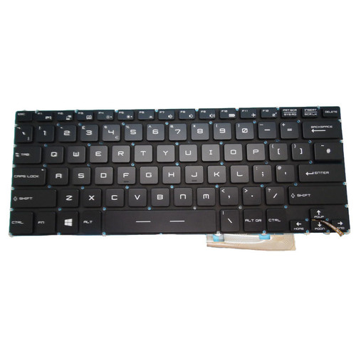Black New Laptop Backlit Keyboard For MSI GS30 2M / GS32 6QE 7QE / GS40 6QD 6QE / GS43 GS43VR 6RE 7RE United Kingdom UK No Frame