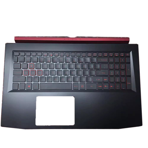 (Glossy version) Laptop PalmRest&Keyboard For ACER Nitro 5 AN515-51 AN515-51-54FV | NH.Q2SEK.002 AN515-51-5082/72HL/775C/77AB English US Black New With Red Hinge Cover