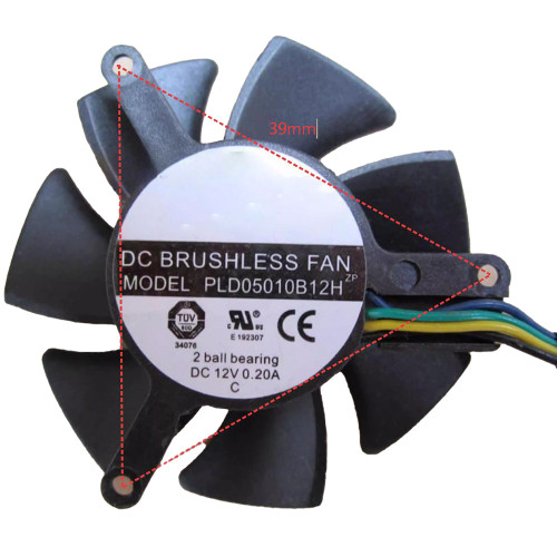 Cooling Fan For Powerlogic PLD05010B12H ZP DC12V 0.2A Hole Spacing 39mm 4PIN4Lines New