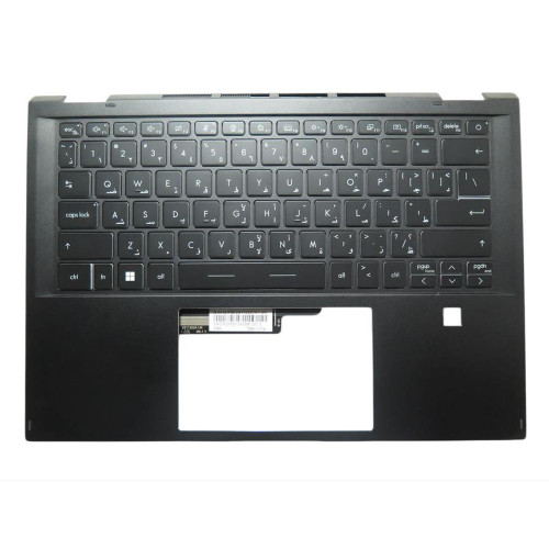 Laptop PalmRest&Keyboard For MSI Summit E14 Flip Evo A12M MS-14F1 3074F1C211SE0 S1N1EAR2H1SA0 V211322CK1 Arabia AR Black Monochrome Backlight And Fingerprint Cutout; No Touchpad New