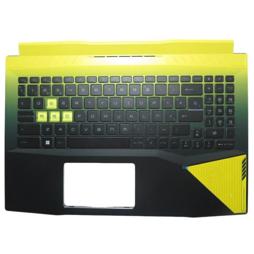 Laptop Yellow-Black PalmRest& Black Keyboard For MSI Crosshair 15 B12U B12UEZ B12UGZ B12UGSZ 307583C411M77 Spanish SP Monochrome Backlight No Touchpad New