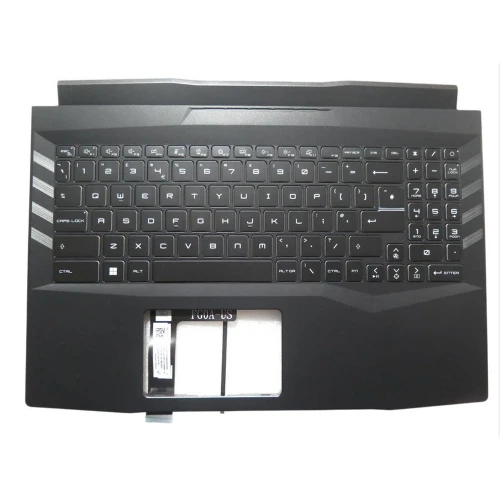 Used Laptop Black PalmRest& Black Keyboard For MSI Pulse GL66 11U 12U MS-1581 307581C222D37 NSK-FG0BBN 9Z.NK1BN.B0U United Kingdom UK/GB Monochrome Backlight