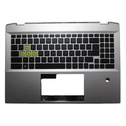 Used Laptop Silver PalmRest& Black Keyboard For MSI MS-1596 Summit E16 AI Studio A1VFTG A1VETG A1VETG-037US MS1596 MS 1596 AI United Kingdom UK/GB Monochrome Backlight with Fingerprint Cutout