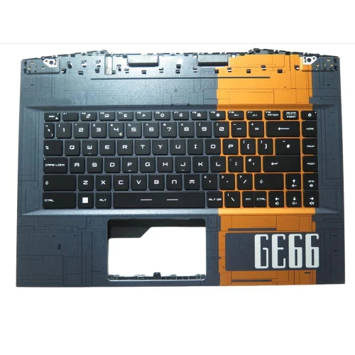 Laptop Blue-Yellow PalmRest& Black Keyboard For MSI GE66 GP66 307541C511A89 NSK-FFNBN 9Z.NJ2BN.N0U United Kingdom UK/GB Single-Key RGB Backlighting New