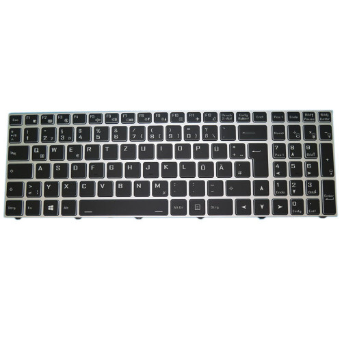 Laptop Keyboard For Eluktronics N970TF German GR Black With Silver Frame New