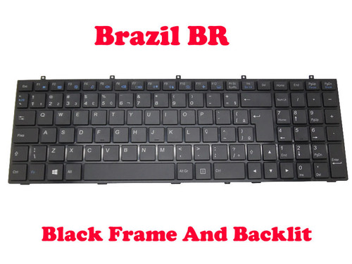 Laptop Keyboard For CLEVO W370ET MP-12A36PA-430 6-80-W37S0-330-1 Brazilian BR With Black Frame And Backlit