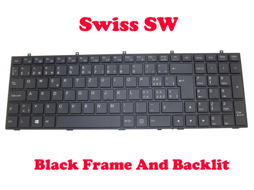 Laptop Keyboard For CLEVO W350ETQ W350SKQ W350SSQ W355STQ W370ET W370SK W370SSQ W370ST Swiss SW With Black Frame And Backlit