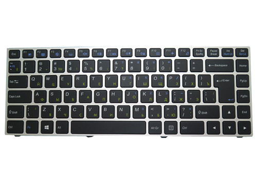Laptop Keyboard For CLEVO P640 MP-13C26SUJ4306 6-80-N13B0-281-1 Russian RU Silver Frame And Backlit