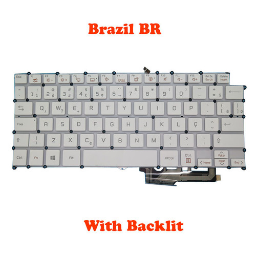 Laptop Keyboard For LG 13Z970 13ZD970-G HMB8150ELB35 AEW73769905 LG13Z97 13Z970-G 13ZD970-G 13Z970-ER33J 13Z970-UAAW5U1 13Z970-MRS1J Brazil BR With Backlit White Without Frame