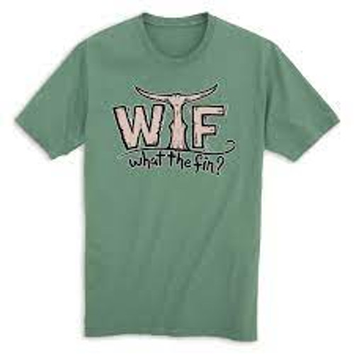 What The Fin Tee - Tan Logo - Pine