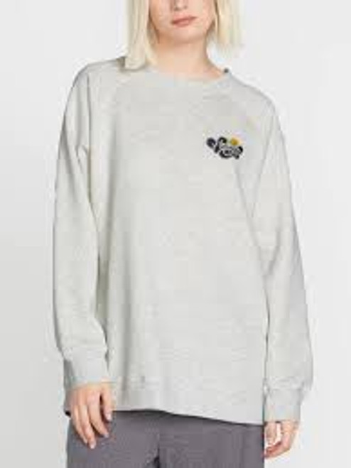 Volcom Women's Hoody - Stone Magic Crew - Light Grey