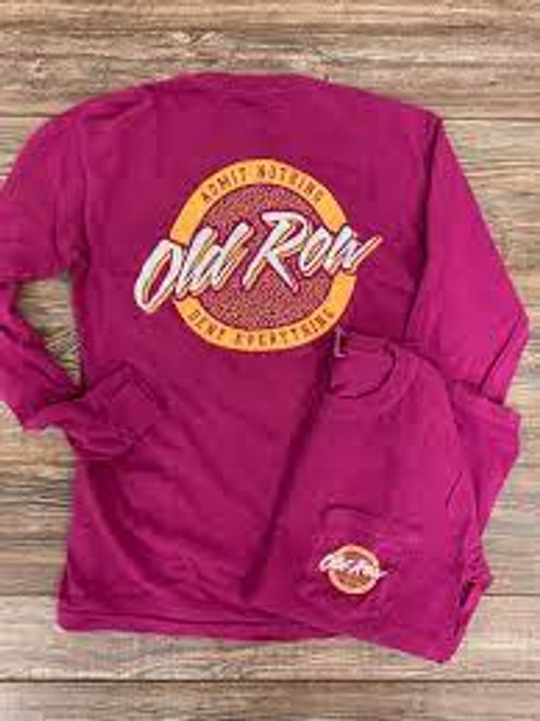 Old Row Tee Shirt - Circle Logo L/S Pocket - Boysenberry