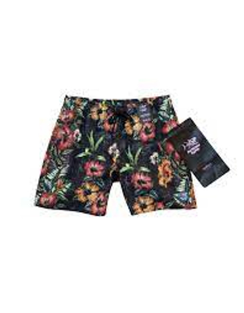 Psycho Tuna Boardshorts - Tropical Flowers - Black