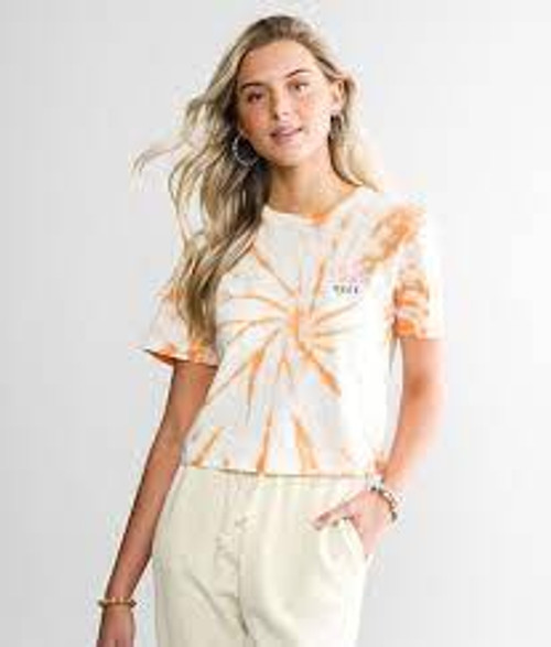 Reef - Say Please Cropped Tee - Peach Tiedye