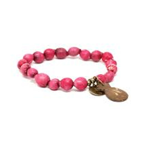 Simbi Bracelet - Power Bead - Red/Coconut Charm