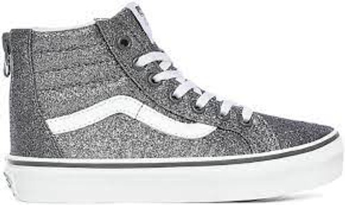 Vans Youth Shoes - Sk8-Hi Zip - Glitter Pewter/True White