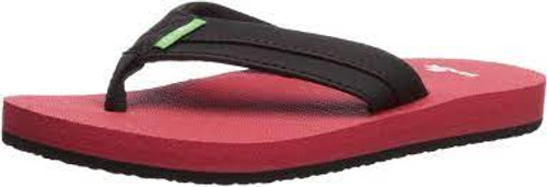 Sanuk Youth Flip Flop - Root Beer Cozy Light - Black/Red