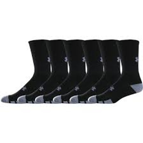 Under Armour Socks - Resistor Crew 6 Pk - Black 6 Pack