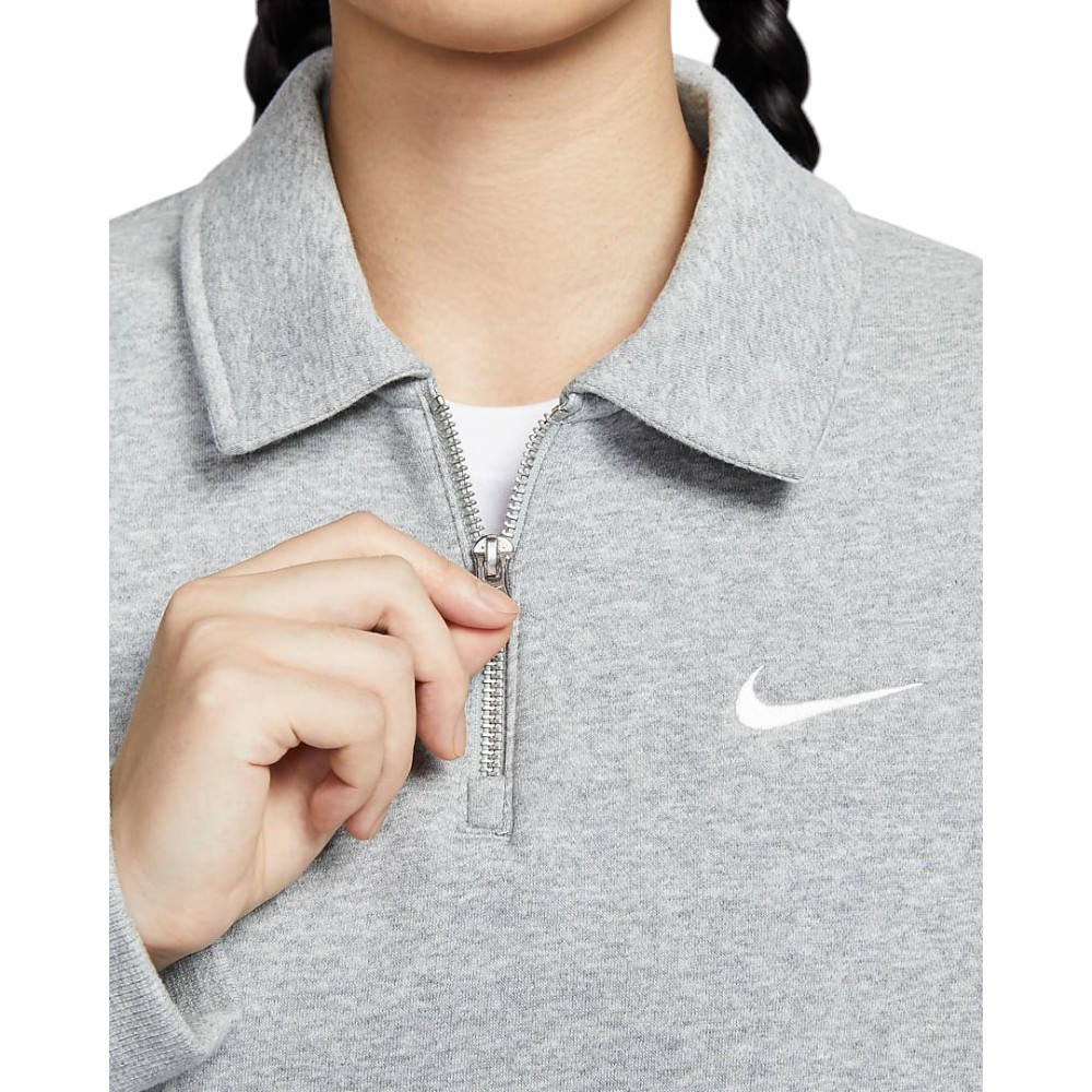 Nike Women's Gray Oversized Short-Zip Fleece