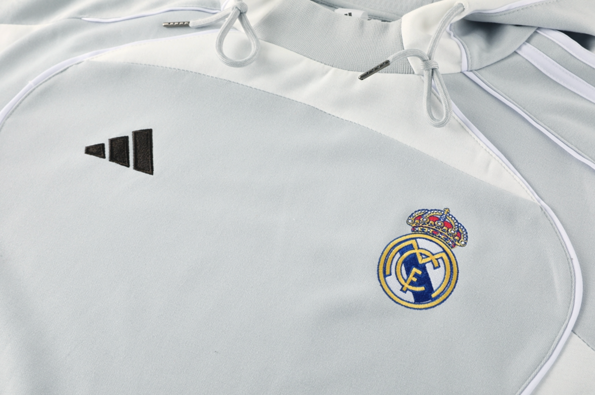 Real Madrid 25/26 Men's Gray Hoodie Tracksuit