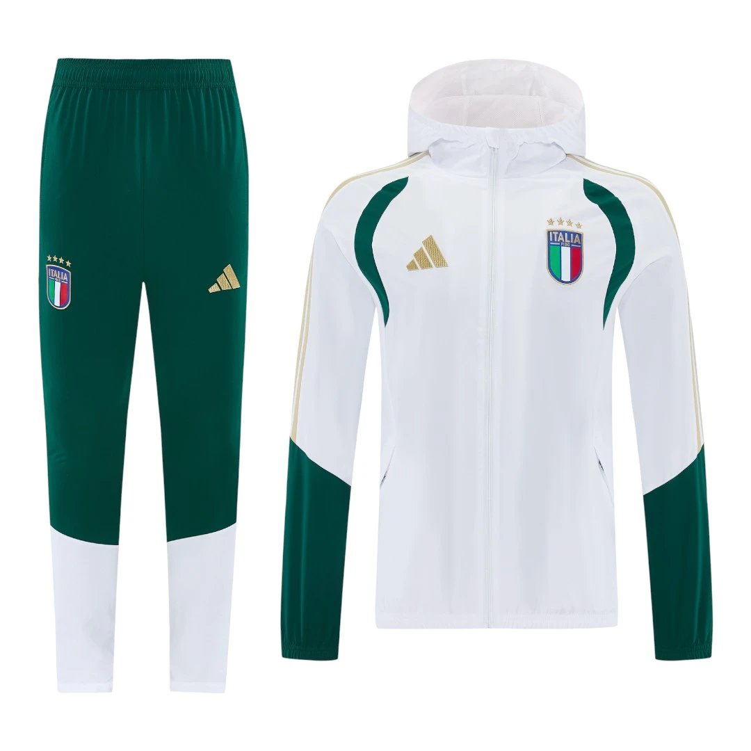 Italy 2026 Men's White Long Zip Windbreaker