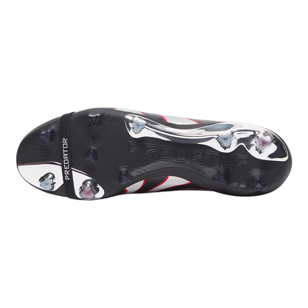 Predator Elite Leather FG Fold-Over Tongue - Black/Silver/Red