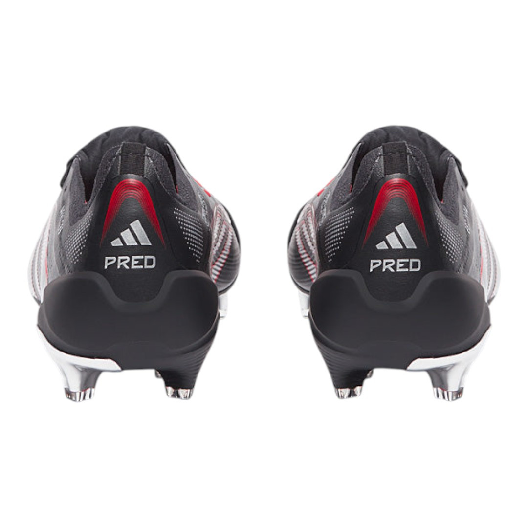 Predator Elite Leather FG Fold-Over Tongue - Black/Silver/Red