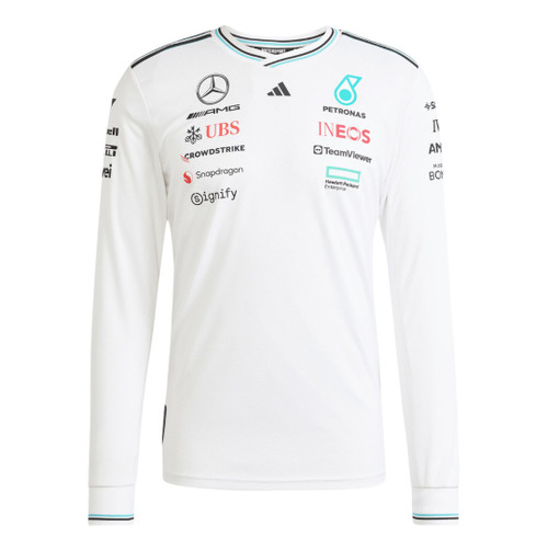 Mercedes-AMG 2025 White Authentic Long Sleeve Driver T-Shirt