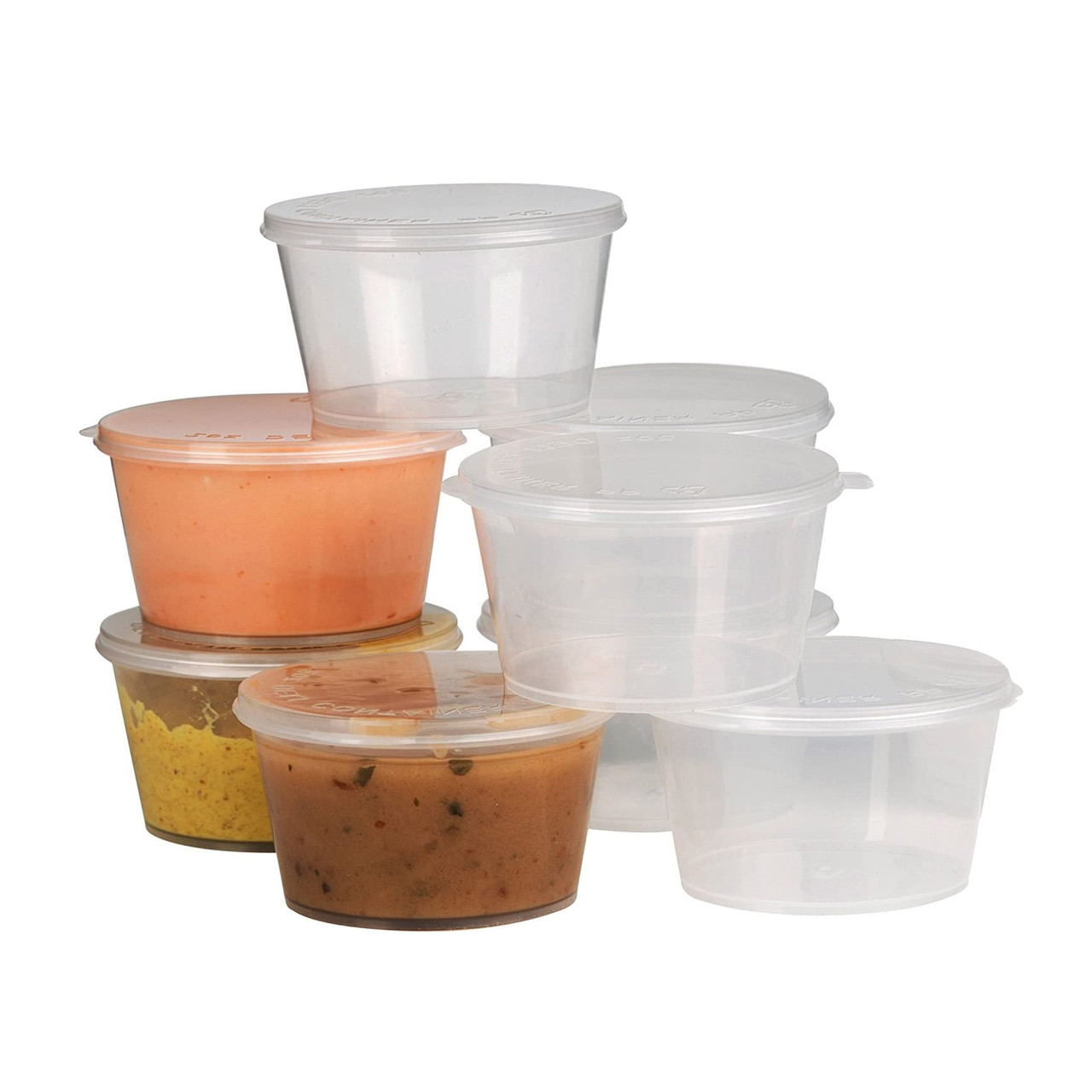 4oz Plastic Sauce Pots with Lids — Event Supplies