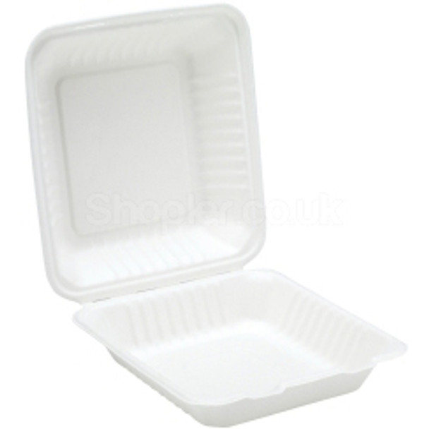 Bagasse, biodegradable 9'' Clamshell Meal Box - SHOPLER