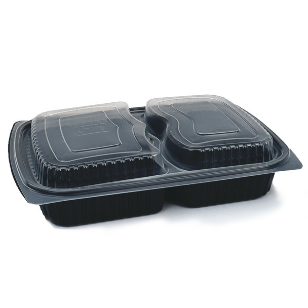 Black Microwave Container Two Compartment - 42oz (1250cc) - SHOPLER