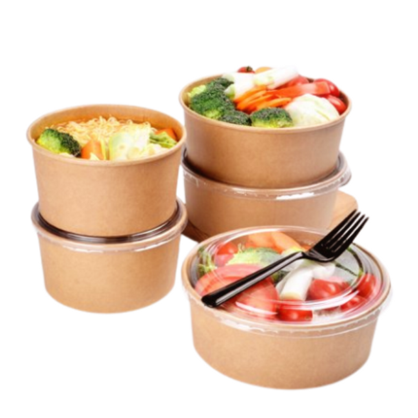 Disposable Bowl 300 x Paper Deli Bowl Round Kraft - 46oz (1300cc) Shopler.co.uk