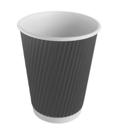 Paper Coffee Cups 12oz Black Ripple Wall Go-Pak Wholesale - 500 Pack